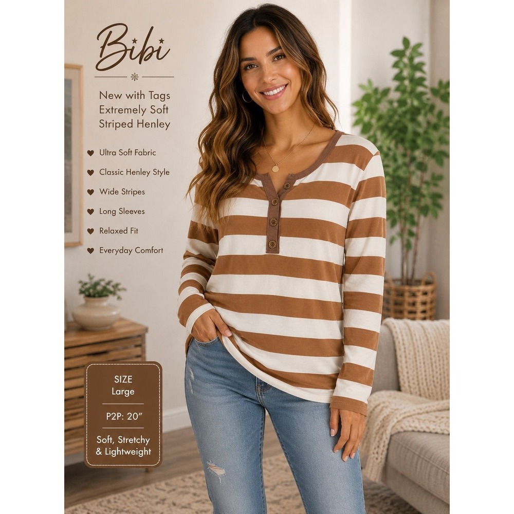 BiBi NWT Soft Striped Henley